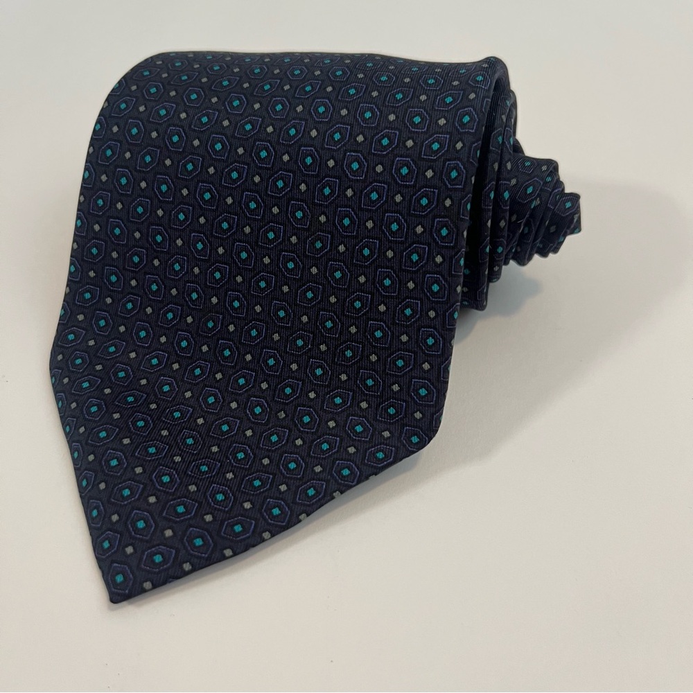 Robert Talbott, Blue, Geometric, Patterned, Made in USA, Silk‎ Tie